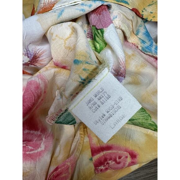 Jams World Floral Print Button Front Sleeveless Dress Strawbiscus Large Vintage - Picture 7 of 10